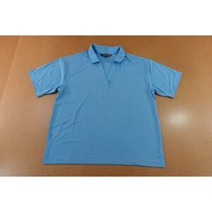 Mercer + Mettle Womens Size Large Blue Short Sleeve Collared V Neck Polo New